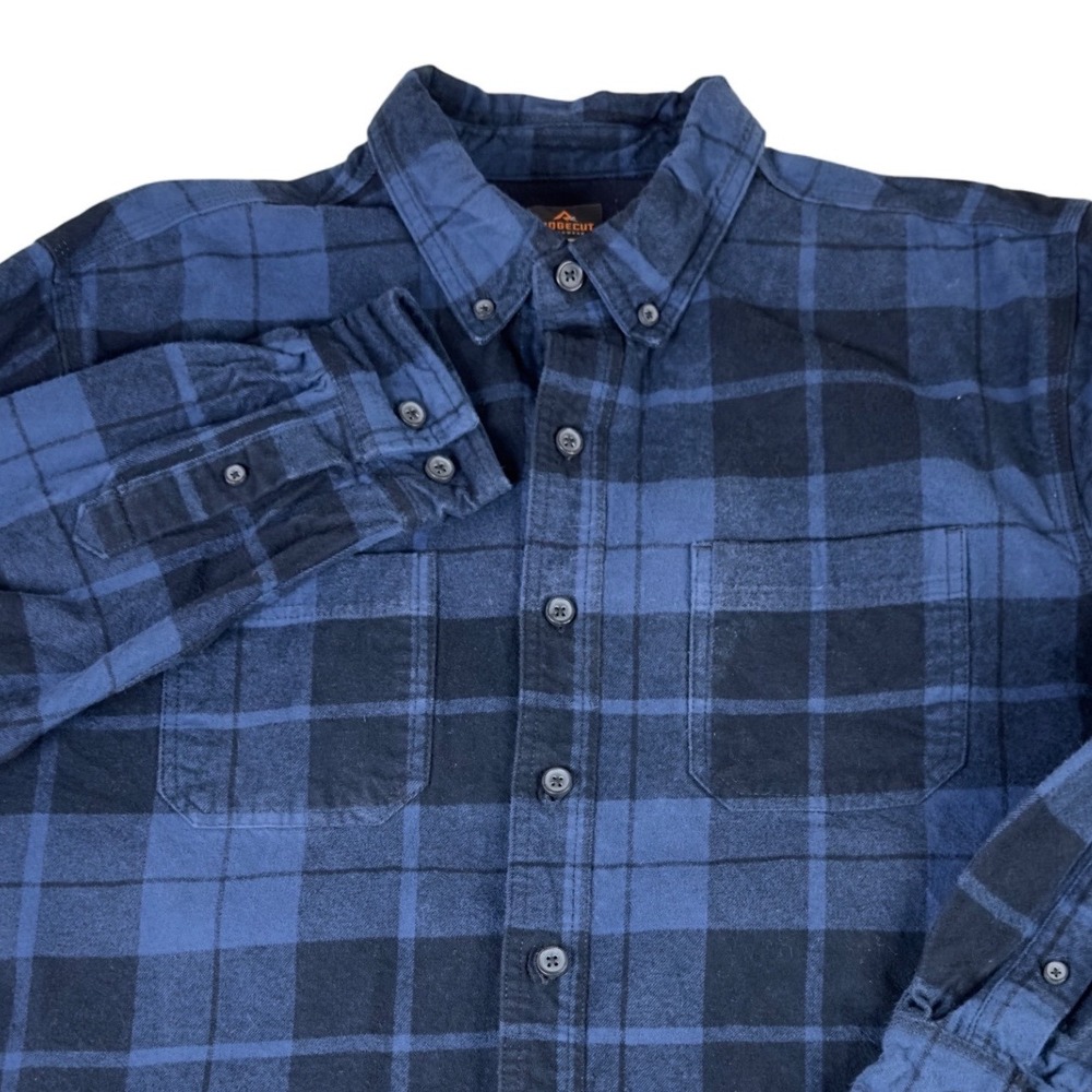 Ridgecut Toughwear XL Blue Black Plaid Flannel Long Sleeve Button‎ Down Shirt